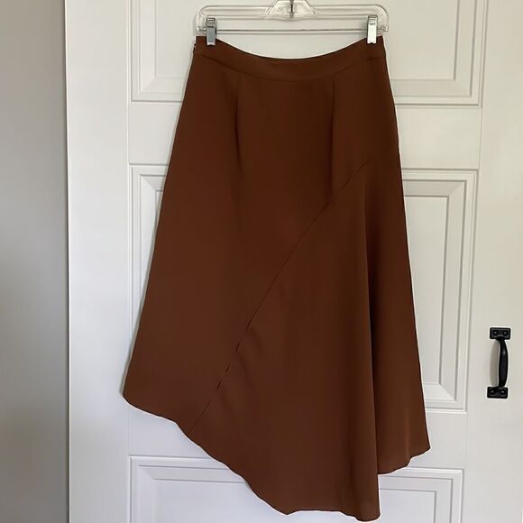 New Vince Asymmetrical Caramel Midi Skirt - Picture 3 of 6